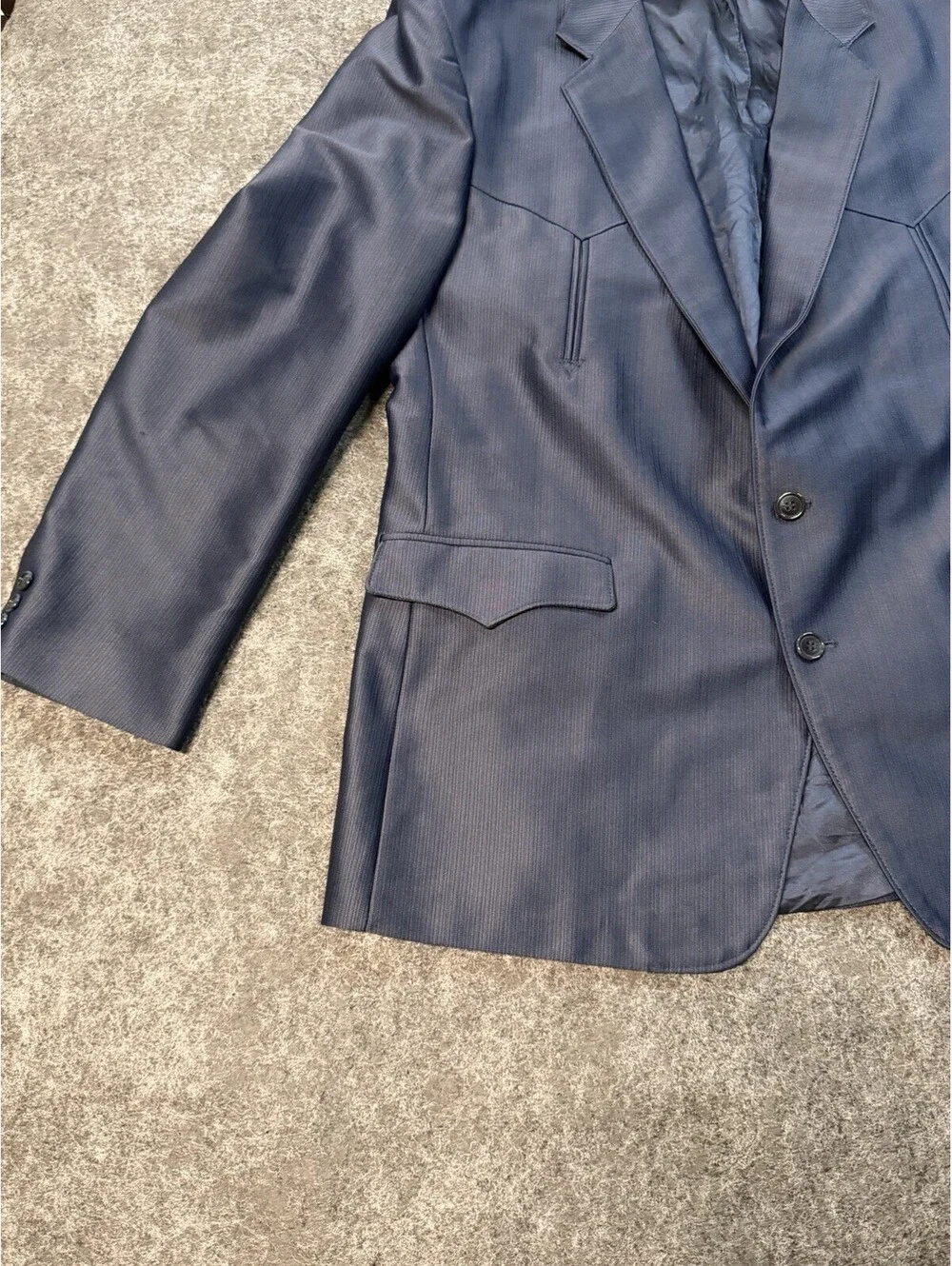Circle S Western Sport Coat Blazer Mens 46L Blue 2 Button Cowboy USA Vintage